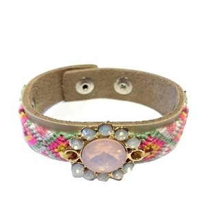 Lyxigt Ibiza-Style Armband Creme/Taupe Blomma (1 st)