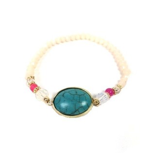 Vitt armband i Ibiza-stil med sten (1 st)