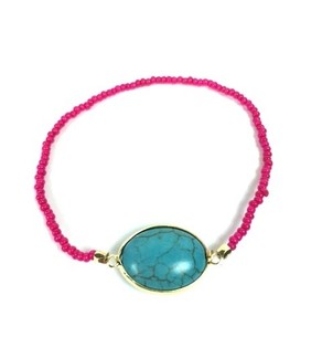 Ibiza-armband Fuchsia med Sten (1 st)