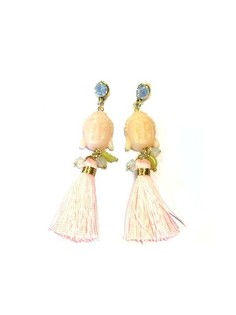 Ibiza-örhänge Buddha Off-white / Ljusrosa (1 st)