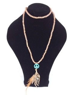 Ibiza Look Halsband med Peace-märke Brunt (1 st)