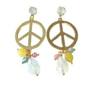 Ibiza Look &Ouml;rh&auml;ngen Guld Peace Vit Kristall (1 st)