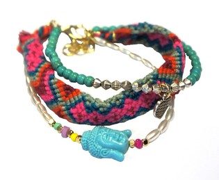 Ibiza Look Armband 3 Rader med Buddha (1 st)