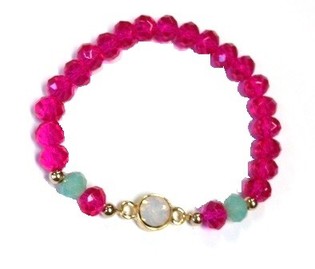 Ibiza Armband Fuchsia Turkos med Strass (1 st)