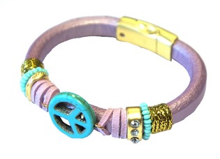 Ibiza-armband Lila Peace-m&auml;rke (1 st)