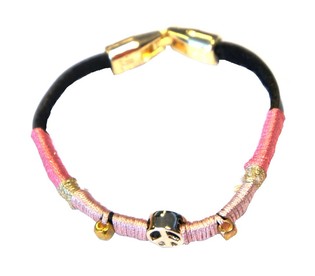 Ibiza Look Armband med Peace-m&auml;rke Rosa (1 st)