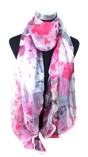 Sjal Fuchsia/Gr&aring; Ibiza-stil (1 st)