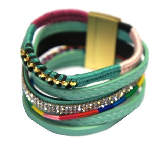 Ibiza-armband Turkos - 6 rader med magnetl&aring;s (1 st)