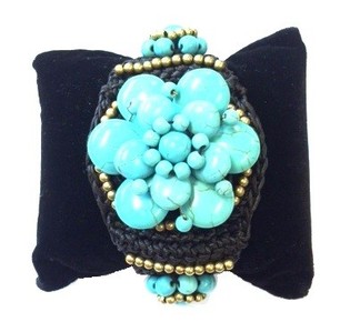 Ibiza-stil Armband Turkos Blomma (1 st)