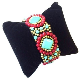 Ibiza-armband Turkos/Röd (1 st)