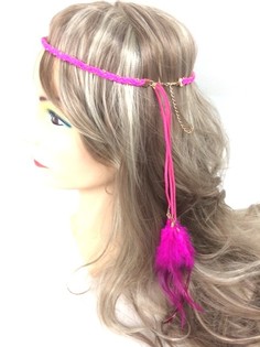 Fl&auml;tat h&aring;rband med fj&auml;drar fuchsia (1 st)