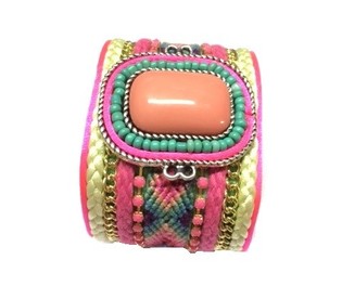 Brett armband med rosa sten (1 st)