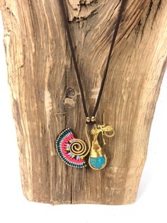HANDMADE ORIGINALS Ibiza-halsband med Bluestone Orange/Blå (1 st)