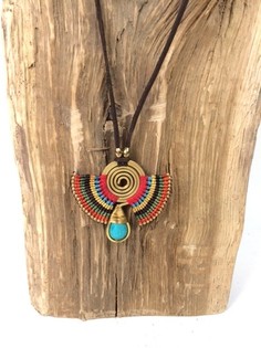 HANDMADE ORIGINALS Halsband med Bluestone R&ouml;d/Brun (1 st)
