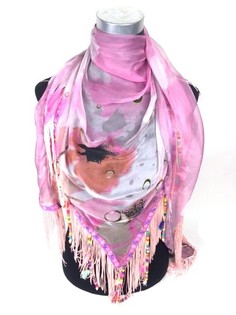 Ibiza Look Halsduk med Rosa Fransar (1 st)