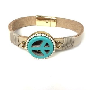 Armband Taupe/Creme Peace (Ibiza-stil)