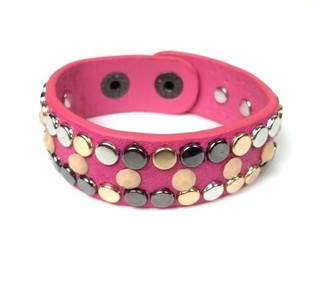 Armband i Ibiza-stil Rosa med Nitar (1 st)