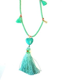 Turkos Ibiza-halsband med hj&auml;rta (1 st)