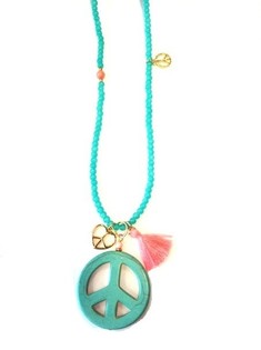 Turkost Halsband i Ibiza-stil med Peace-m&auml;rke (1 st)