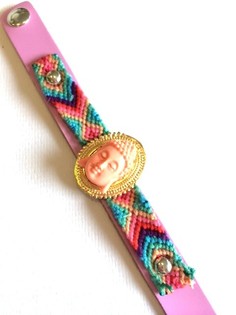 Lyxigt Ibiza-armband Rosa/Laxrosa Buddha (1 st)