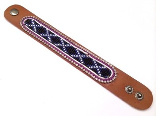 Läderarmband Aztek med transparent strass (1 st)