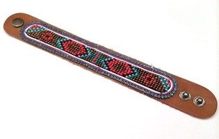 Läderarmband Aztek Ljusblå Strass (1 st)