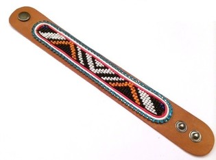 Läderarmband Aztec med ljusblå strass (1 st)