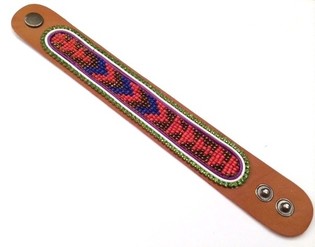 Läderarmband aztek blå strass (1 st)