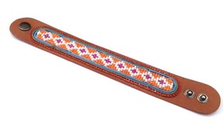 L&auml;derarmband Aztec R&ouml;da Strass (1 st)