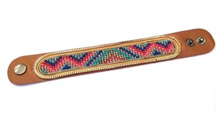 Läderarmband Ibiza Aztec Guldkant med Orange (1 st)