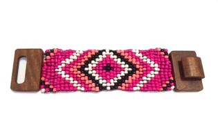 Aztekiskt Tr&auml;armband med Sp&auml;nne Fuchsia (1 st)
