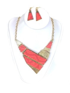 Halsband och örhängen set Peach (1 st)
