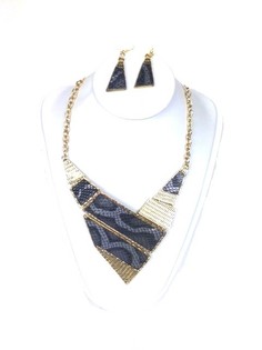 Halsband och Örhängen Svarta Ibiza-stil (1 st)