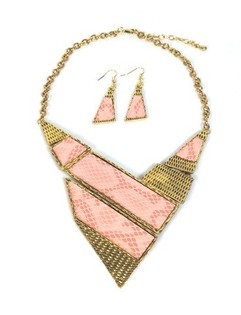 Halsband och Örhängen Rosa Ibiza-Style (1 Set)