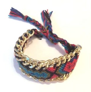 Flätat armband röd/blå (1 st)