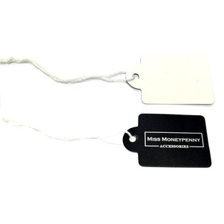 Smyckesetikett "Miss Moneypenny" med Snöre 3x2,5cm (100-pack)