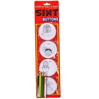 G&ouml;r-det-sj&auml;lv Sinterklaas / Jultomte-pins att F&auml;rgl&auml;gga - Inkl. Pennor (12 st.)