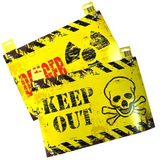 DEKORATIV D&Ouml;RRSKYLT - "DANGER" / "KEEP OUT" (12 st.)