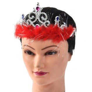 Silverfärgad Prinsesskrona med Plysch - Modell 4 (12-pack)