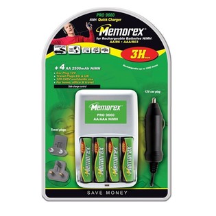 MEMOREX PRO 9660 - Batteriladdare + 4x Laddningsbara AA-batterier (1 st)