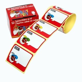 50 SINTERKLAAS PRESENTETIKETTER P&Aring; RULLE (10-pack)