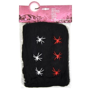 Svart Spindeln&auml;t Halloween 100g med 6 Spindlar (6-pack)