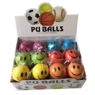 PU-BOLLAR GLADA ANSIKTEN &Oslash;10 CM I DISPLAY (36 st)