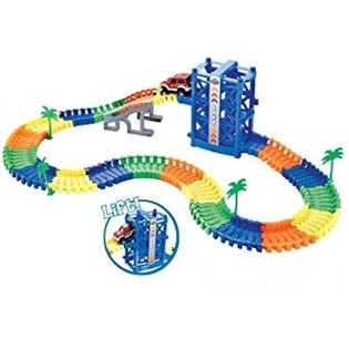 Stort MAGIC ROAD Bilbana-set med Lysande Bil & Hiss, 136 Delar