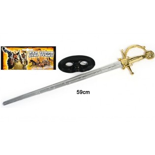 Zorro-mask och svärd set - 59 cm (6-pack)