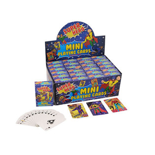 MINI SPELKORT &ndash; MODELL: SUPERHJ&Auml;LTAR I DISPLAY (24 st)