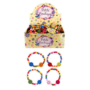 GLADA SMILEY TRÄARMBAND FÖR BARN I DISPLAY (144 st.)