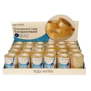 TOPWRITE - 6 RULLAR GENOMSKINLIG TEJP I DISPLAY (24 SET OM 6)