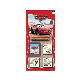 Stort Disney Cars M&aring;lar- och St&auml;mpelset p&aring; Kort (24 st.)