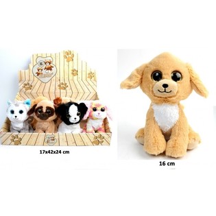 Lyxiga Plyschhundar, 16 cm, Mix Design i Display (12 st)